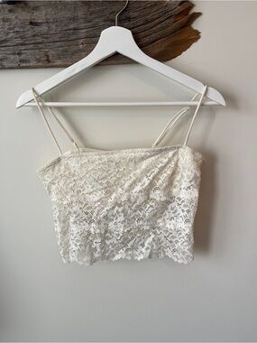 Urban Outfitters Ivory Lace Cropped Tank